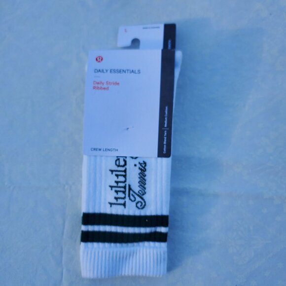 NWT Lululemon Daily Stride Ribbed Comfort Crew Socks Tennis Club - Size Large - Picture 2 of 8